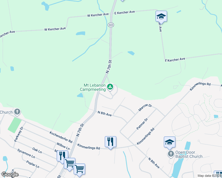 map of restaurants, bars, coffee shops, grocery stores, and more near 5 Mount Lebanon Drive in Lebanon