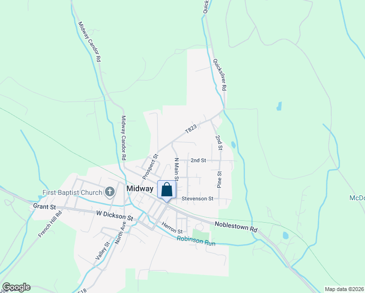 map of restaurants, bars, coffee shops, grocery stores, and more near 103 3rd Street in Midway