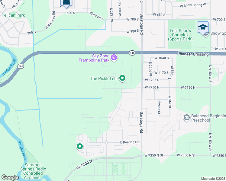 map of restaurants, bars, coffee shops, grocery stores, and more near 9635 West 7750 North in Saratoga Springs