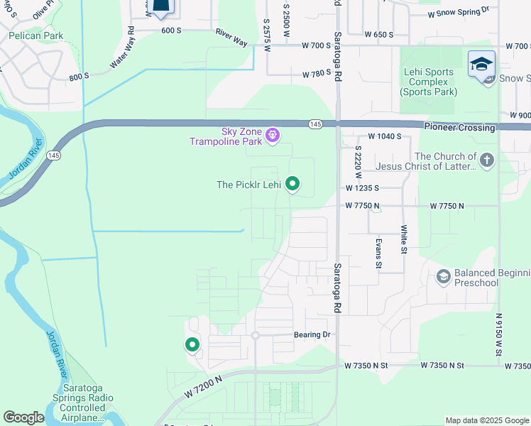 map of restaurants, bars, coffee shops, grocery stores, and more near 9635 West 7750 North in Saratoga Springs