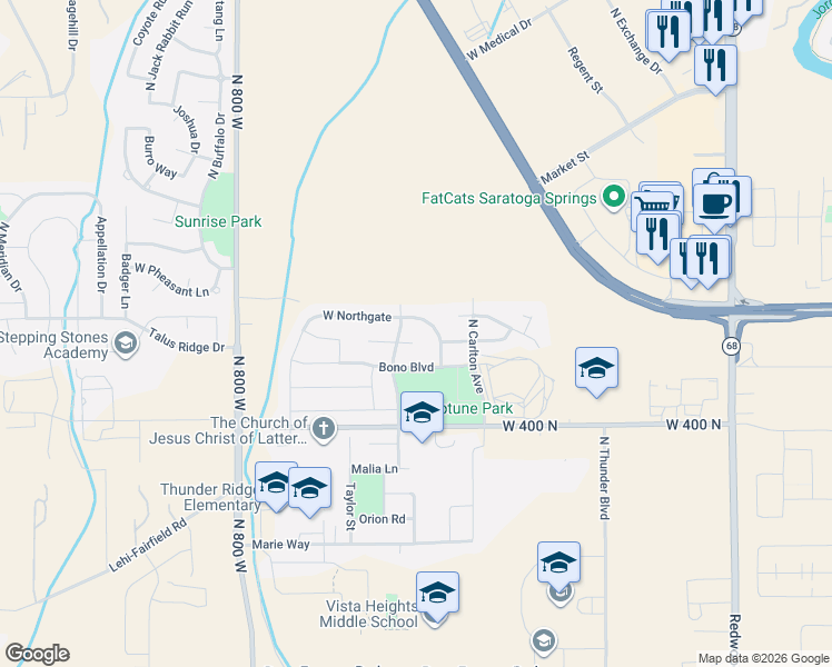 map of restaurants, bars, coffee shops, grocery stores, and more near 515 Northgate in Saratoga Springs