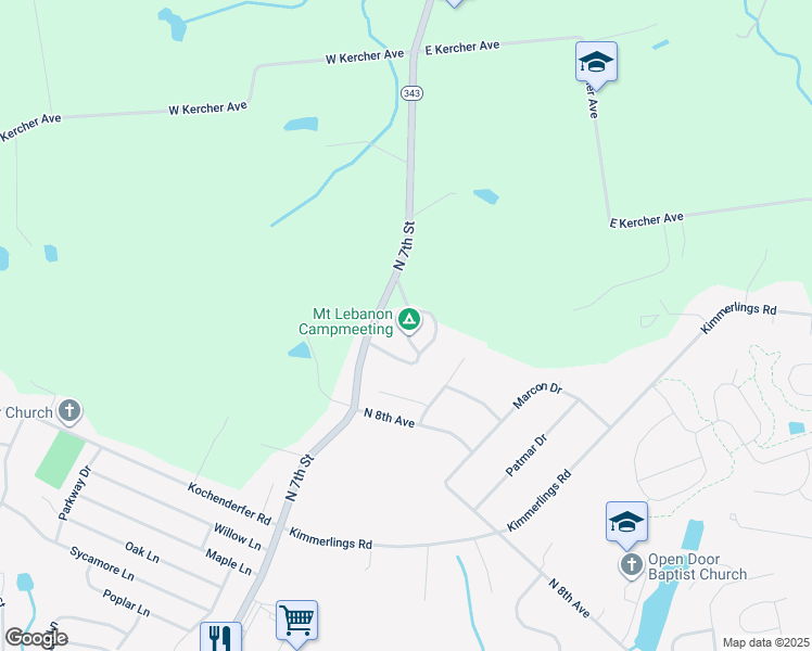 map of restaurants, bars, coffee shops, grocery stores, and more near 40 Mount Lebanon Drive in Lebanon