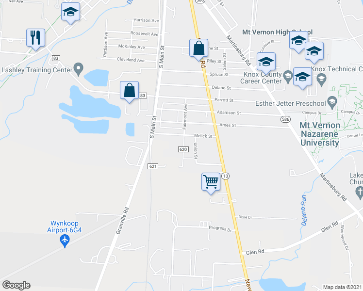 map of restaurants, bars, coffee shops, grocery stores, and more near 303 Fairmont Avenue in Mount Vernon