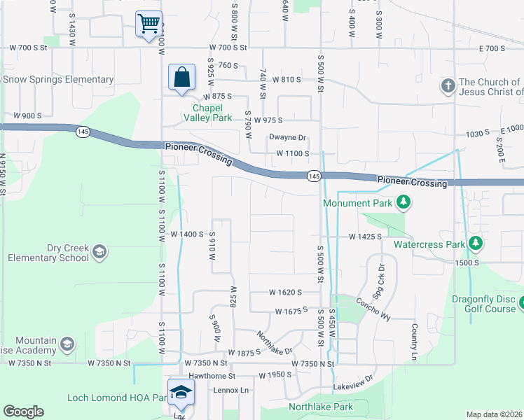 map of restaurants, bars, coffee shops, grocery stores, and more near 736 West 1330 South in Lehi