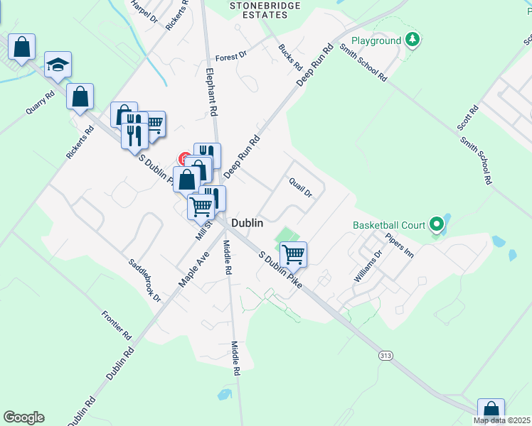map of restaurants, bars, coffee shops, grocery stores, and more near 107 Village Green Lane in Dublin