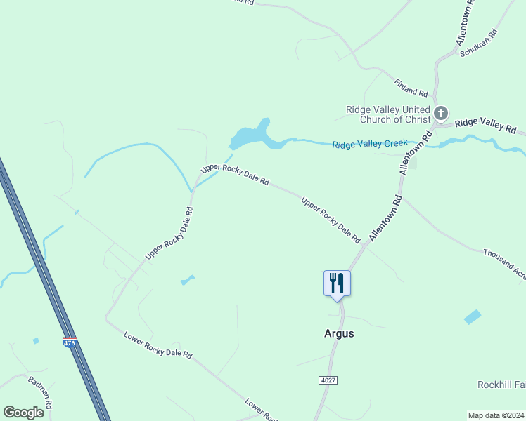map of restaurants, bars, coffee shops, grocery stores, and more near 2080 Upper Rocky Dale Road in Green Lane