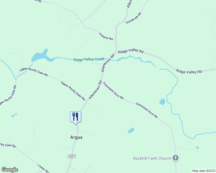 map of restaurants, bars, coffee shops, grocery stores, and more near 1000 Thousand Acre Road in Sellersville