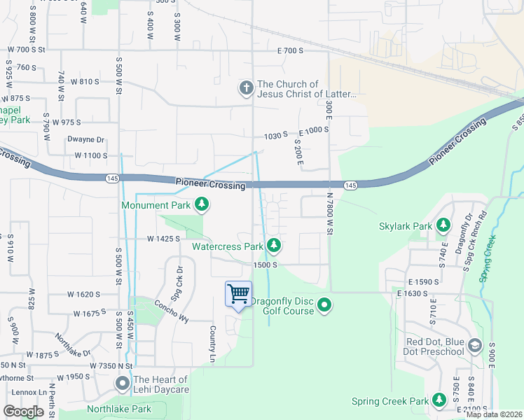 map of restaurants, bars, coffee shops, grocery stores, and more near 1238 50 East in Lehi