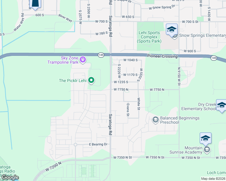 map of restaurants, bars, coffee shops, grocery stores, and more near 2280 1300 South in Lehi