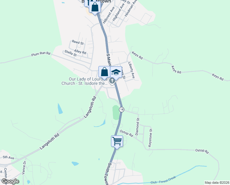 map of restaurants, bars, coffee shops, grocery stores, and more near 2118 Smith Township State Road in Burgettstown