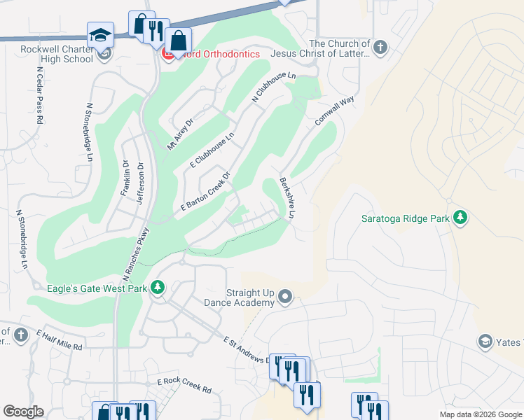 map of restaurants, bars, coffee shops, grocery stores, and more near 8703 North Riviera Alley in Eagle Mountain