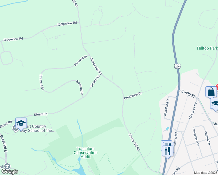 map of restaurants, bars, coffee shops, grocery stores, and more near 374 Cherry Hill Road in Princeton