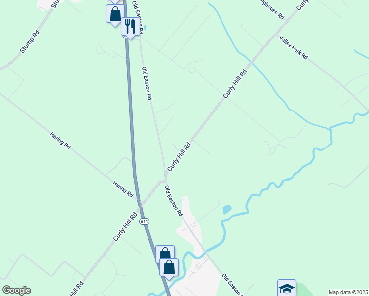 map of restaurants, bars, coffee shops, grocery stores, and more near 4671 Curly Hill Road in Doylestown