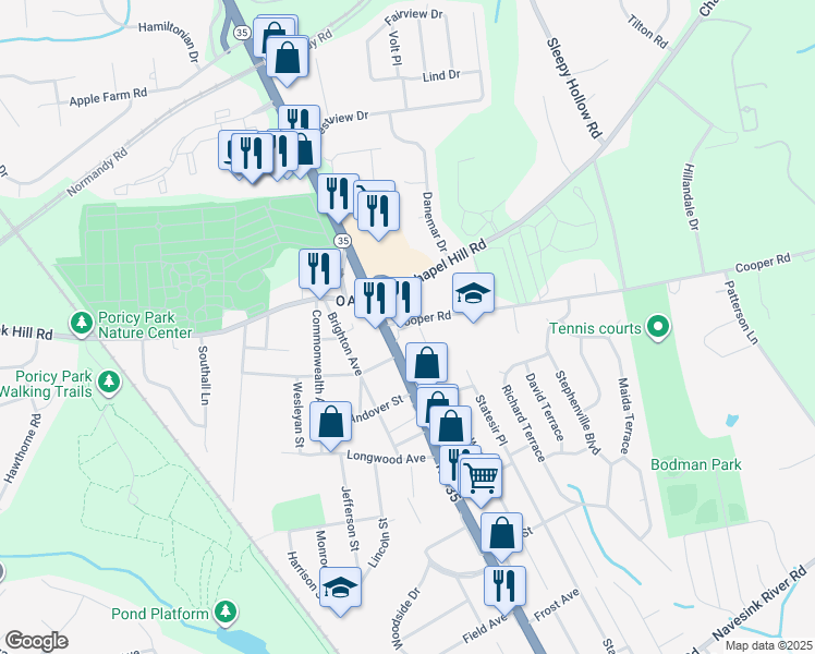 map of restaurants, bars, coffee shops, grocery stores, and more near 1 Walnut Avenue in Red Bank