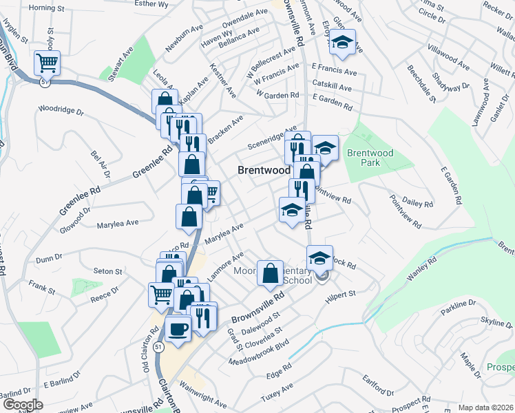 map of restaurants, bars, coffee shops, grocery stores, and more near 221 Munsey Ave in Pittsburgh