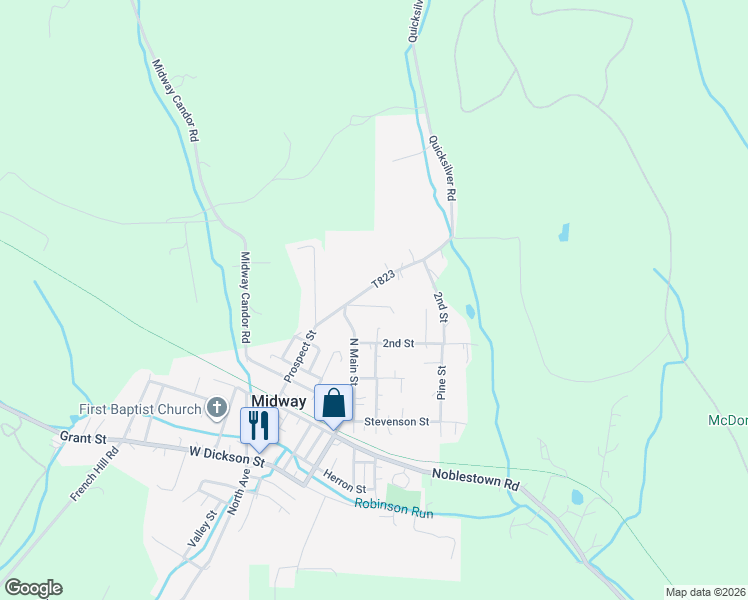 map of restaurants, bars, coffee shops, grocery stores, and more near 103 3rd Street in Midway