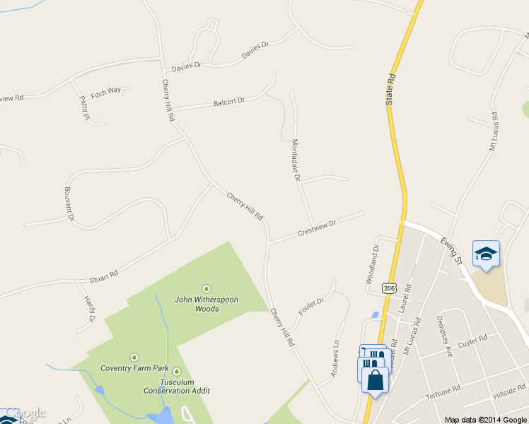 map of restaurants, bars, coffee shops, grocery stores, and more near 353 Cherry Hill Road in Princeton