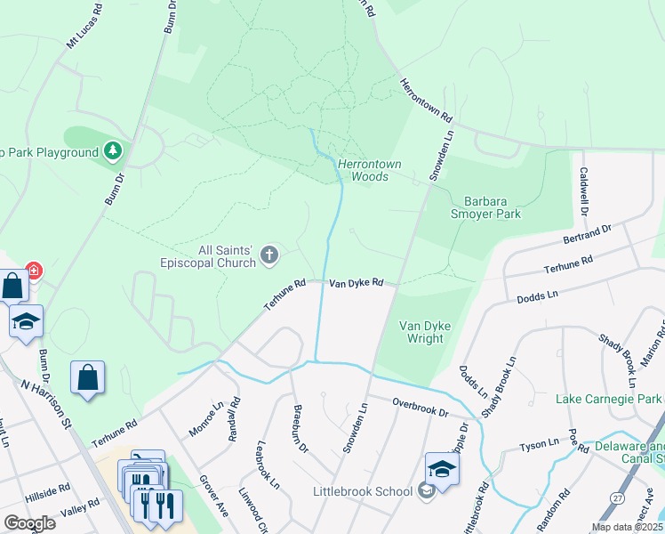 map of restaurants, bars, coffee shops, grocery stores, and more near 23 All Saints Road in Princeton