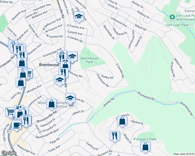 map of restaurants, bars, coffee shops, grocery stores, and more near 367 Pointview Road in Pittsburgh