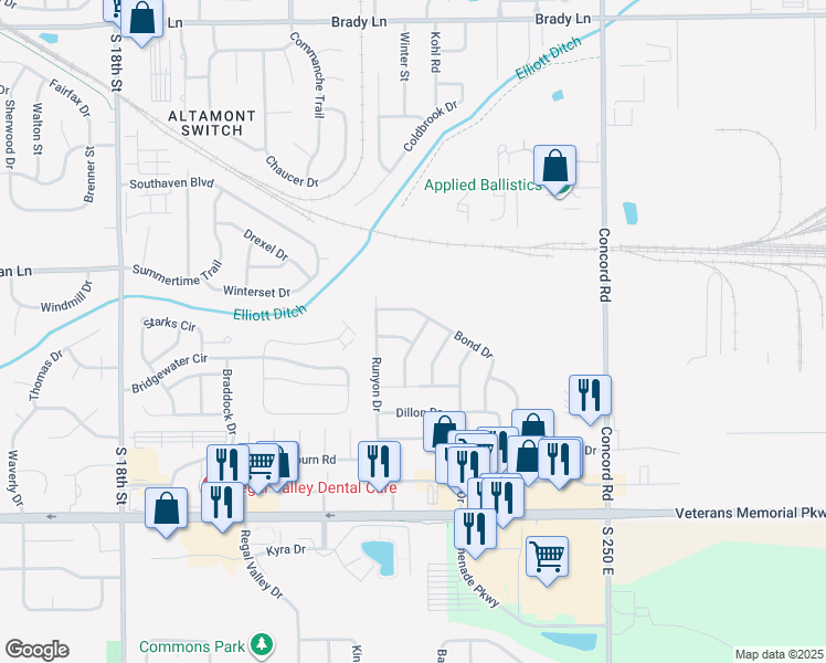 map of restaurants, bars, coffee shops, grocery stores, and more near 2712-2798 Gulfstream Lane in Lafayette