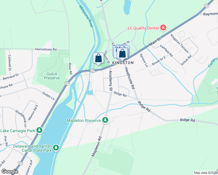 map of restaurants, bars, coffee shops, grocery stores, and more near 16 Lakeview Avenue in Princeton