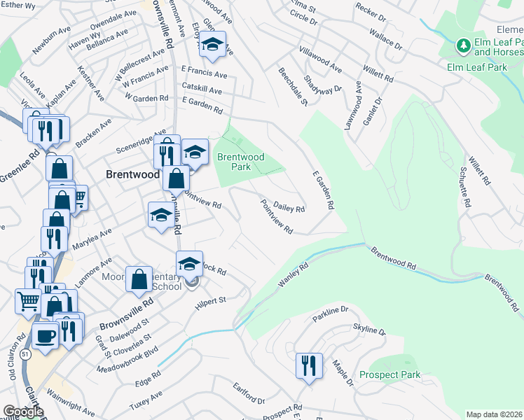 map of restaurants, bars, coffee shops, grocery stores, and more near 367 Pointview Road in Pittsburgh