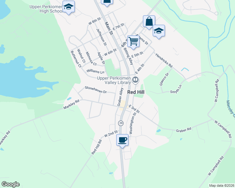 map of restaurants, bars, coffee shops, grocery stores, and more near 338 Jefferson Street in Red Hill