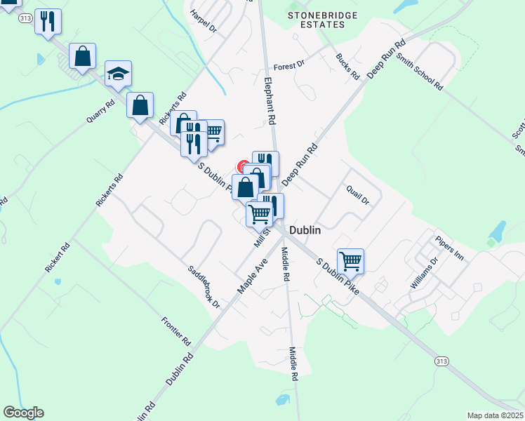 map of restaurants, bars, coffee shops, grocery stores, and more near in Dublin