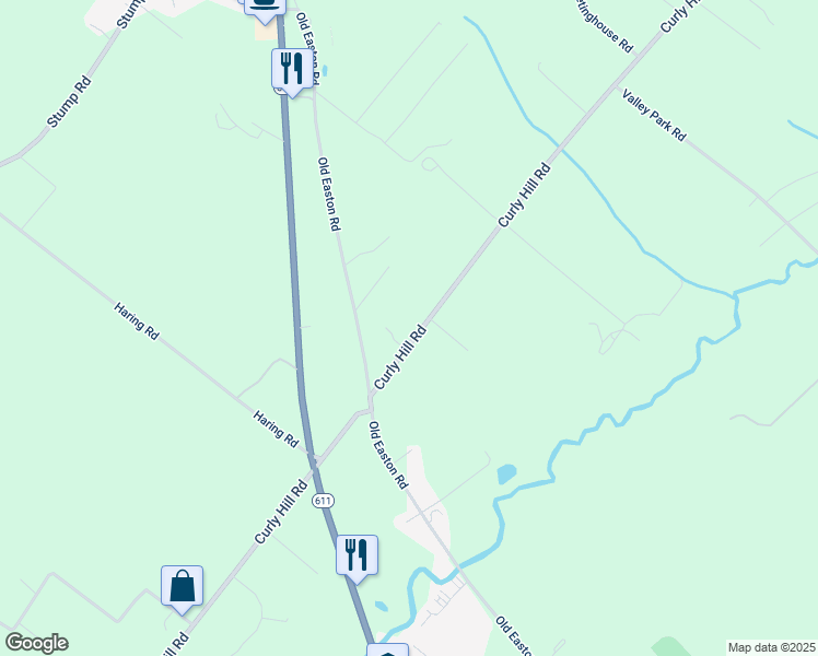 map of restaurants, bars, coffee shops, grocery stores, and more near 4671 Curly Hill Road in Doylestown