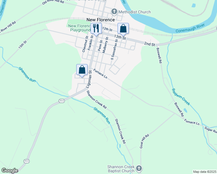 map of restaurants, bars, coffee shops, grocery stores, and more near in New Florence
