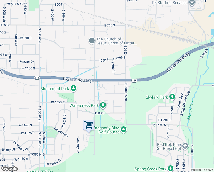 map of restaurants, bars, coffee shops, grocery stores, and more near 1201 South 100 East in Lehi