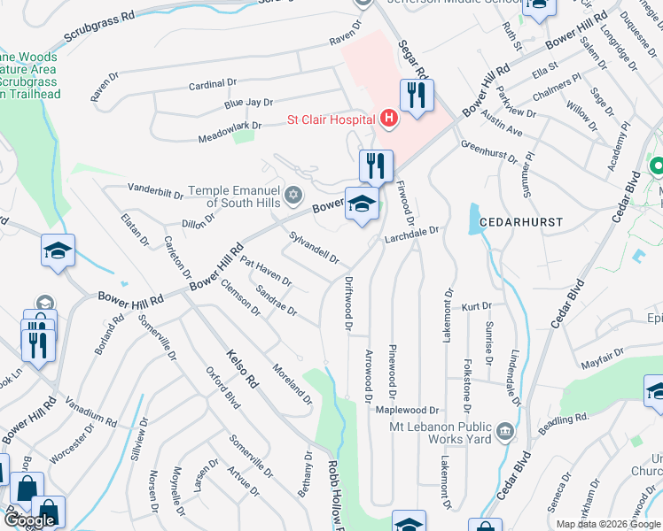 map of restaurants, bars, coffee shops, grocery stores, and more near 1374 Craigview Drive in Pittsburgh