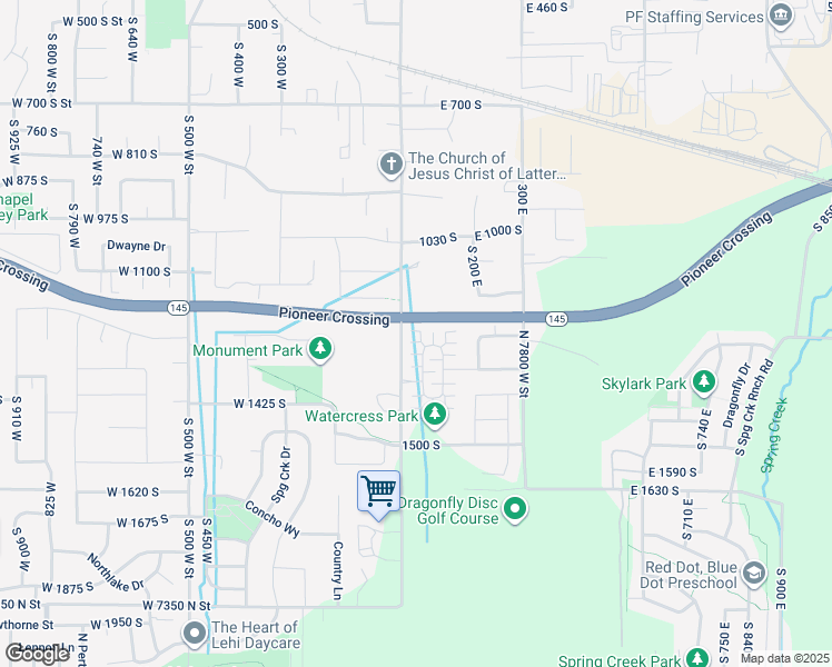 map of restaurants, bars, coffee shops, grocery stores, and more near 1204 South 50 East in Lehi