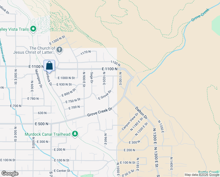 map of restaurants, bars, coffee shops, grocery stores, and more near 850 North 1020 East in Pleasant Grove