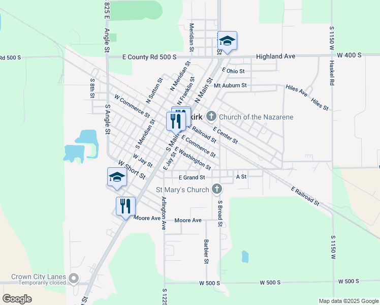 map of restaurants, bars, coffee shops, grocery stores, and more near 301-311 South Street in Dunkirk