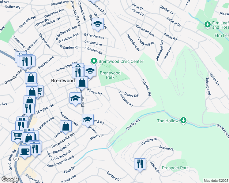 map of restaurants, bars, coffee shops, grocery stores, and more near 68 Pointview Road in Pittsburgh