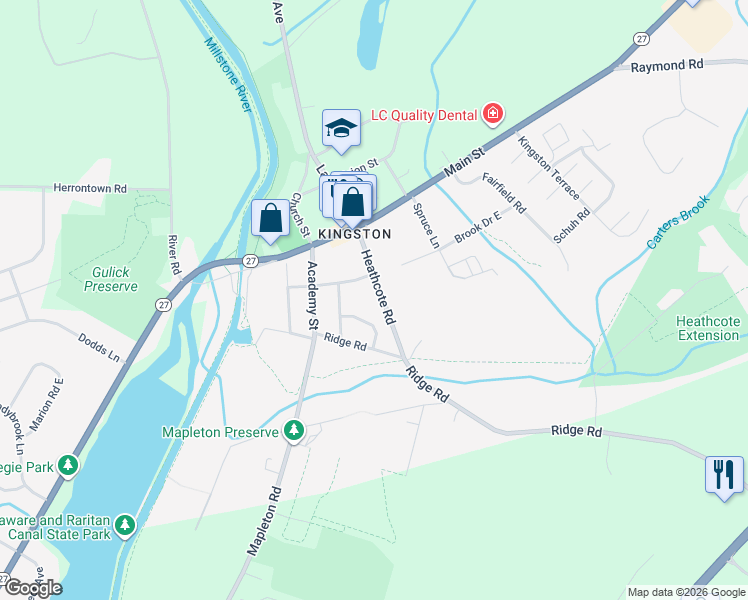 map of restaurants, bars, coffee shops, grocery stores, and more near 10 Catelli Road in Princeton