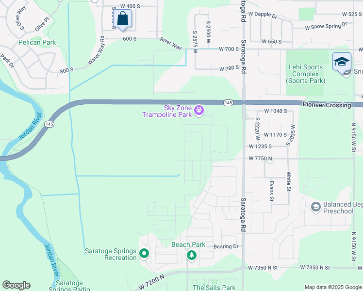 map of restaurants, bars, coffee shops, grocery stores, and more near 637 North Scuttlebutt Lane in Saratoga Springs
