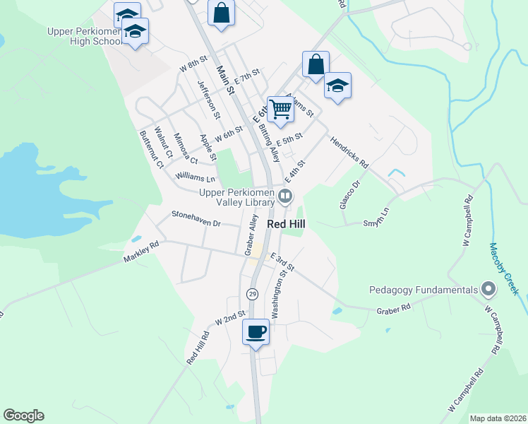 map of restaurants, bars, coffee shops, grocery stores, and more near 56 West 4th Street in Red Hill