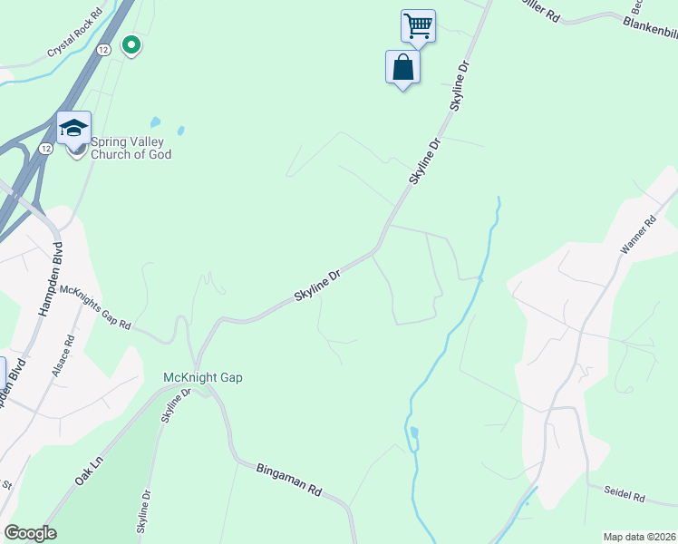 map of restaurants, bars, coffee shops, grocery stores, and more near 256 Skyline Dr in Reading
