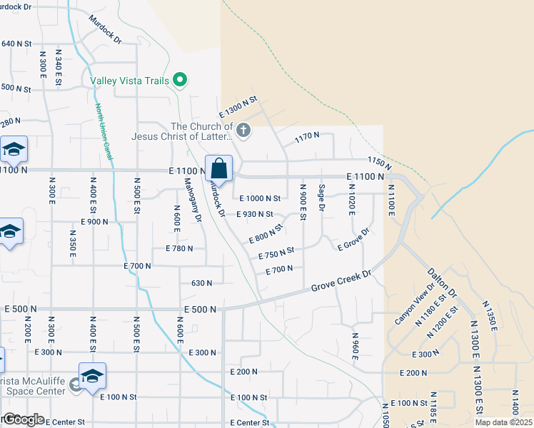 map of restaurants, bars, coffee shops, grocery stores, and more near 758 East 930 North Street in Pleasant Grove