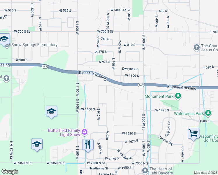map of restaurants, bars, coffee shops, grocery stores, and more near 796 South 1250 West in Lehi