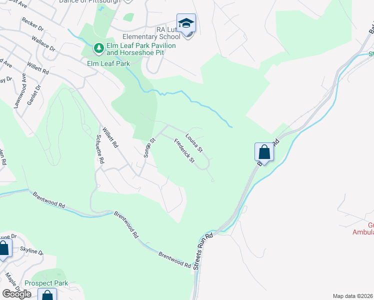 map of restaurants, bars, coffee shops, grocery stores, and more near 3824 Louisa Street in Pittsburgh