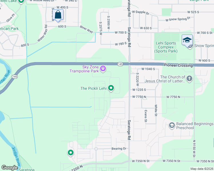 map of restaurants, bars, coffee shops, grocery stores, and more near 1182 2300 West in Lehi