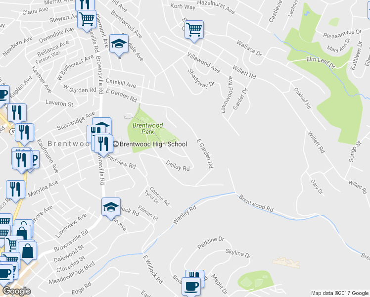 map of restaurants, bars, coffee shops, grocery stores, and more near 466 Dailey Road in Pittsburgh