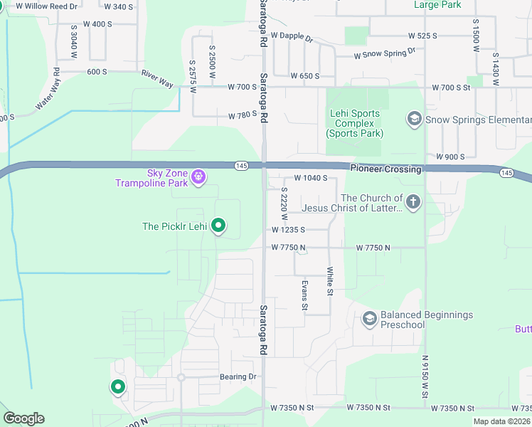 map of restaurants, bars, coffee shops, grocery stores, and more near 1182 2300 West in Lehi