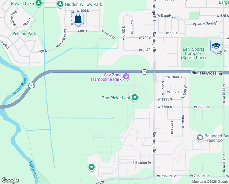 map of restaurants, bars, coffee shops, grocery stores, and more near 637 North Scuttlebutt Lane in Saratoga Springs