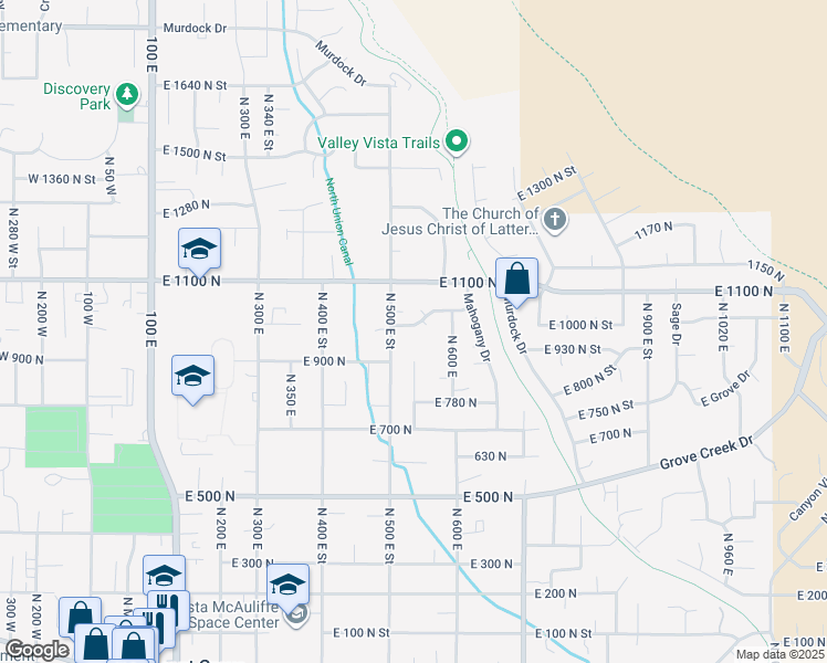 map of restaurants, bars, coffee shops, grocery stores, and more near 530 East 990 North in Pleasant Grove