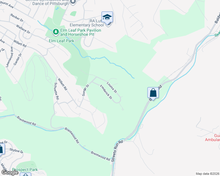 map of restaurants, bars, coffee shops, grocery stores, and more near 3824 Louisa Street in Pittsburgh