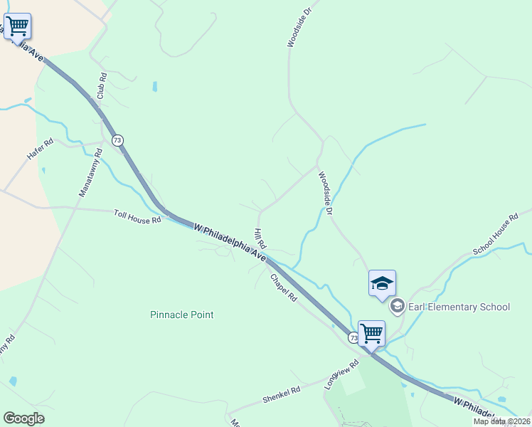 map of restaurants, bars, coffee shops, grocery stores, and more near 41 Hill Road in Boyertown